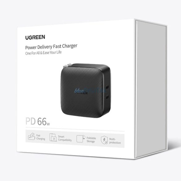 Ugreen CD216 hálózati töltő 2x-USB-C csatlakozással 66W PD3.0 QC4.0 - fekete