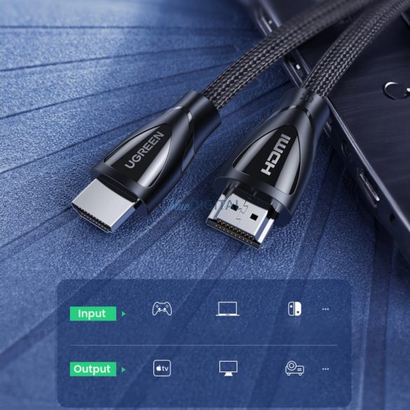 Ugreen HD140 kábel HDMI 2.1 csatlakozók (férfi) 3m - fekete