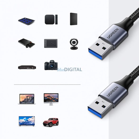 Ugreen USB kábel - USB 3.0 5Gb/s 2m szürke (US373)