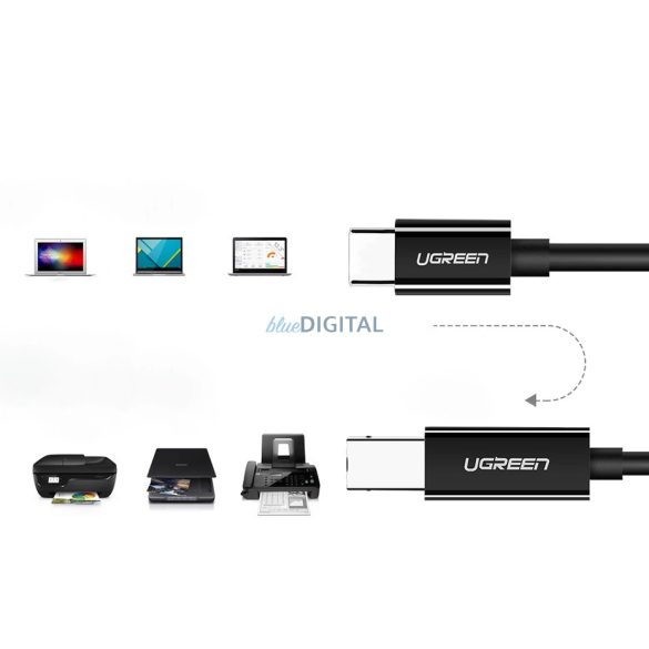 Ugreen US241 USB-C 2.0 - USB-B kábel, 1 m - fekete