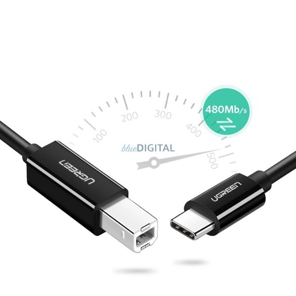 Ugreen US241 USB-C 2.0 - USB-B kábel, 1 m - fekete