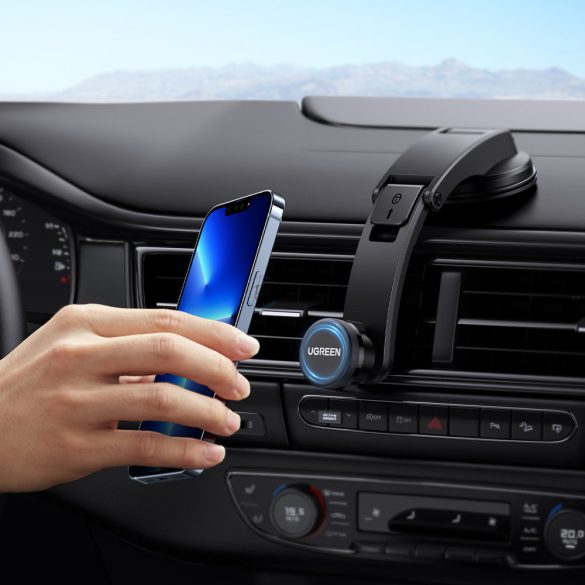 Ugreen mágneses autó telefon tartó a műszerfalra üveg fekete (LP360)