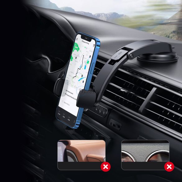 Ugreen autó telefon szorító a műszerfalra üveg fekete (LP370)