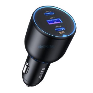 Ugreen CD293 autós töltő 1x USB-A és 2xUSB-C bemenettel PD 130W - fekete