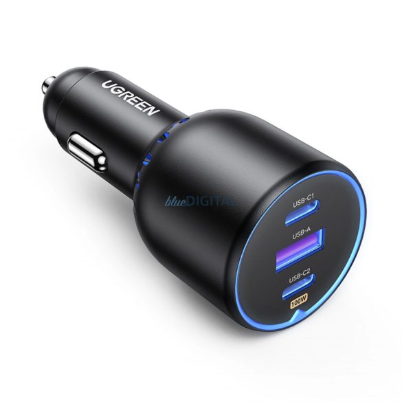 Ugreen CD293 autós töltő 1x USB-A és 2xUSB-C bemenettel PD 130W - fekete