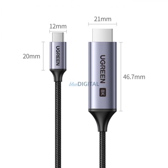 USB C - HDMI 2.1 8K 60Hz kábel 1.5m Ugreen CM565 - Szürke