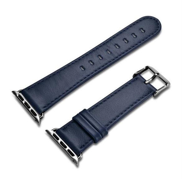 iCarer Leather Vintage csuklópánt valódi bőr szíj Watch 3 38mm / Watch 2 38mm / 38mm Watch 1 sötétkék (RIW117-DB (38)) tok