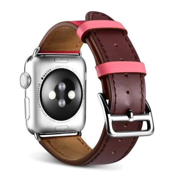 iCarer csereszíj Apple Watch 49mm / 45mm / 44mm / 42mm barna-rózsaszín