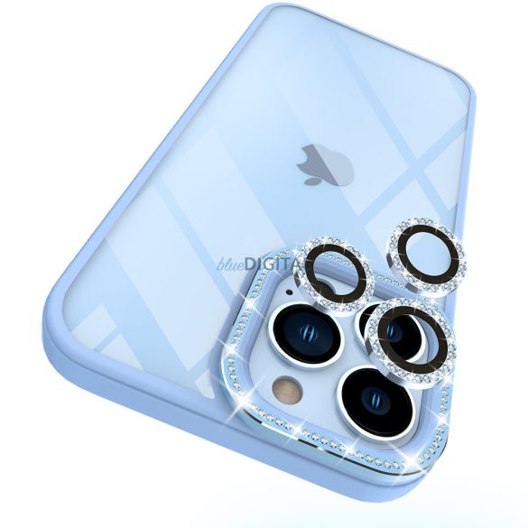 Kingxbar Sparkle Series tok iPhone 13 Pro Max kristályokkal hátsó tok kék