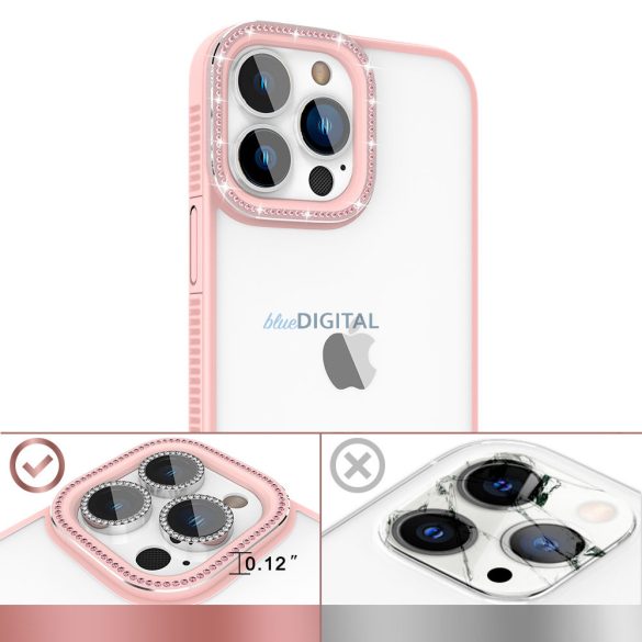 Kingxbar Sparkle Series tok iPhone 13 Pro Max kristályokkal rózsaszínű hátlapi borítással