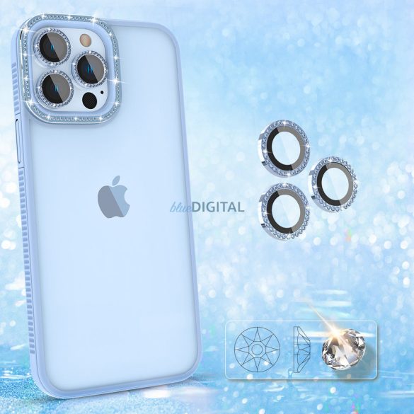 Kingxbar Sparkle sorozat tok iPhone 13 Pro kristályokkal hátlap kék