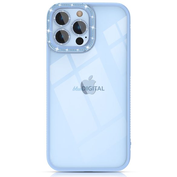 Kingxbar Sparkle sorozat tok iPhone 13 Pro kristályokkal hátlap kék
