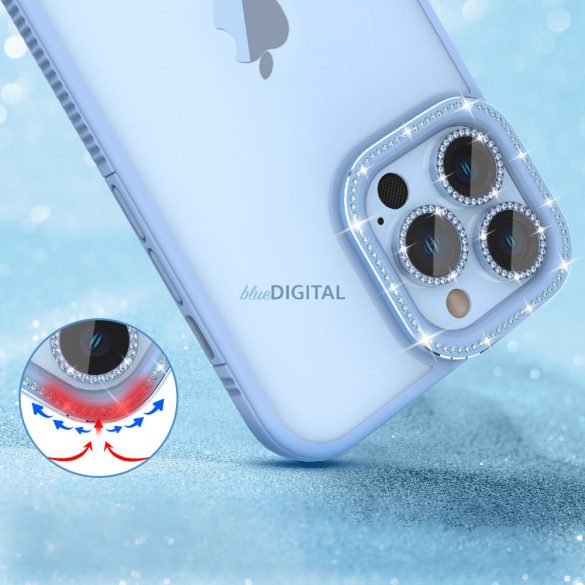 Kingxbar Sparkle sorozat tok iPhone 13 Pro kristályokkal hátlap kék