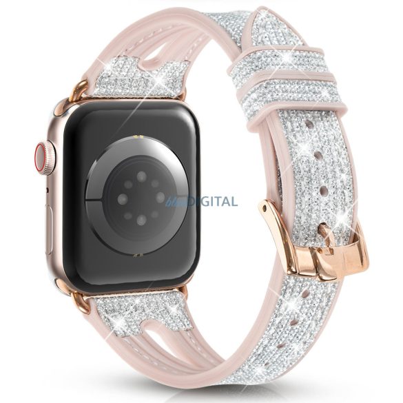 Kingxbar Chameleon csereszíj Apple Watch 9 / 8 / 7 / 6 / 5 / 4 / 3 / 2 / SE (45 / 44 / 42mm) ezüst színű