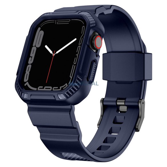 Kingxbar CYF537 2in1 tok és csereszíj Apple Watch SE, 9, 8, 7, 6, 5, 4, 3, 2, 1 (45, 44, 42 mm) kék