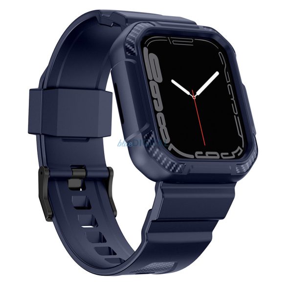 Kingxbar CYF537 2in1 tok és csereszíj Apple Watch SE, 9, 8, 7, 6, 5, 4, 3, 2, 1 (45, 44, 42 mm) kék