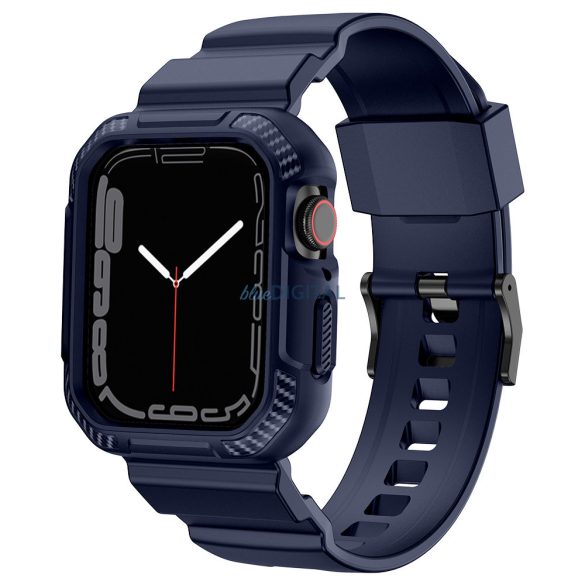 Kingxbar CYF537 2in1 tok és csereszíj Apple Watch SE, 9, 8, 7, 6, 5, 4, 3, 2, 1 (45, 44, 42 mm) kék