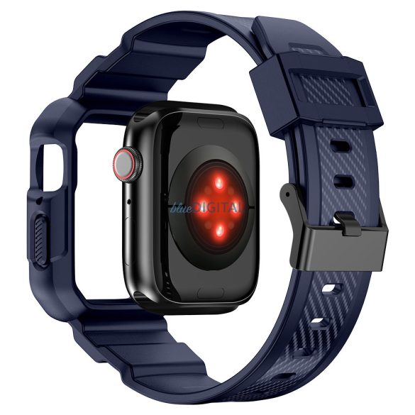 Kingxbar CYF537 2in1 tok és csereszíj Apple Watch SE, 9, 8, 7, 6, 5, 4, 3, 2, 1 (45, 44, 42 mm) kék