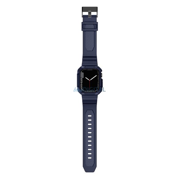 Kingxbar CYF537 2in1 tok és csereszíj Apple Watch SE, 9, 8, 7, 6, 5, 4, 3, 2, 1 (45, 44, 42 mm) kék