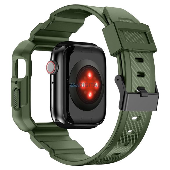 Kingxbar CYF537 2in1 tok és csereszíj Apple Watch SE, 9, 8, 7, 6, 5, 4, 3, 2, 1 (45, 44, 42 mm) zöld