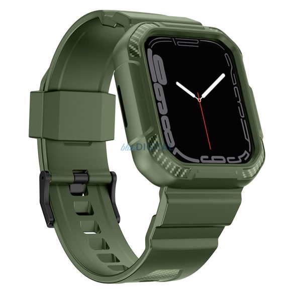 Kingxbar CYF106 2in1 tok és csereszíj Apple Watch SE, 9, 8, 7, 6, 5, 4, 3, 2, 1 (41, 40, 38 mm) zöld