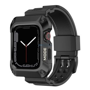 Kingxbar CYF134 2in1 tok és csereszíj Apple Watch SE, 6, 5, 4 (44 mm) fekete, rozsdamentes acélból