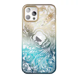   Luxus iPhone 14 tok Kingxbar Phoenix kristályokkal - Arany és kék