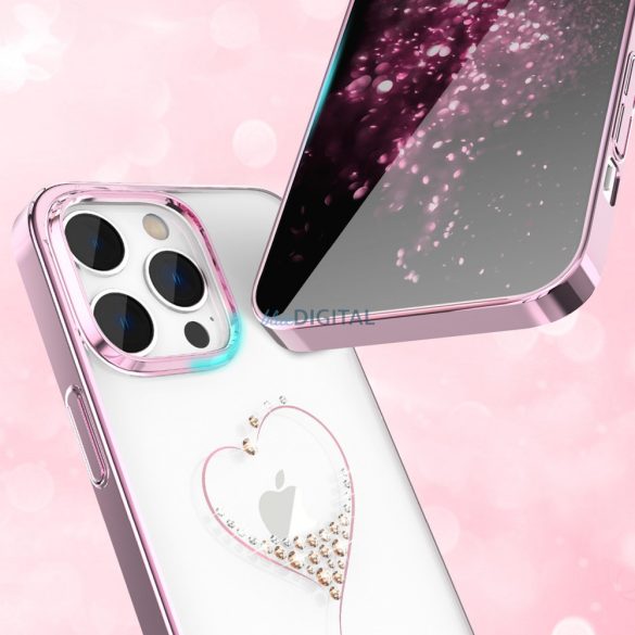 Kingxbar Wish Series tok iPhone 14 díszített rózsaszín kristályok