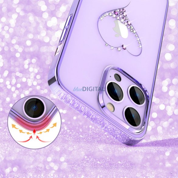 Kingxbar Wish sorozat tok iPhone 14 Pro Max díszített lila kristályok