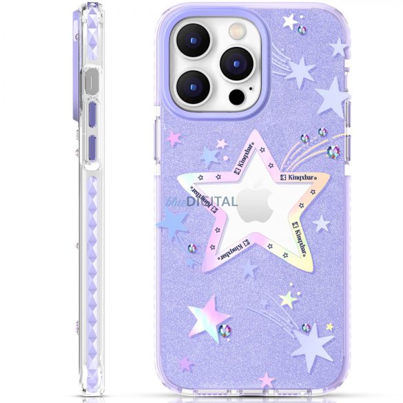 Kingxbar Heart Star sorozat tok iPhone 14 Plus tok hátlap lila csillag