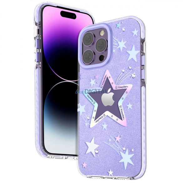 Kingxbar Heart Star Series tok iPhone 14 Pro Max tok hátlap lila csillag