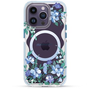 Kingxbar Flora Series mágneses tok iPhone 14 Plus MagSafe díszített orchidea virágok minta