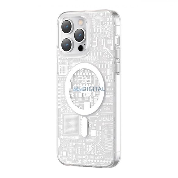 Kingxbar PQY Geek sorozat mágneses tok iPhone 14 MagSafe ezüst
