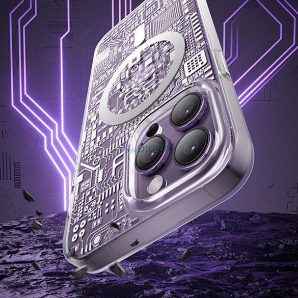 Kingxbar PQY Geek sorozat mágneses tok iPhone 14 Pro MagSafe ezüst