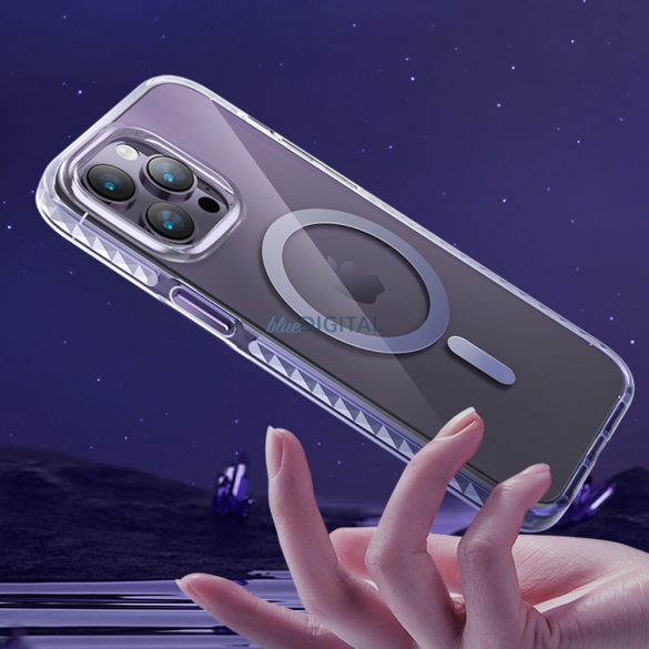 Kingxbar PQY Ice Crystal Series mágneses tok iPhone 14 Plus MagSafe lila