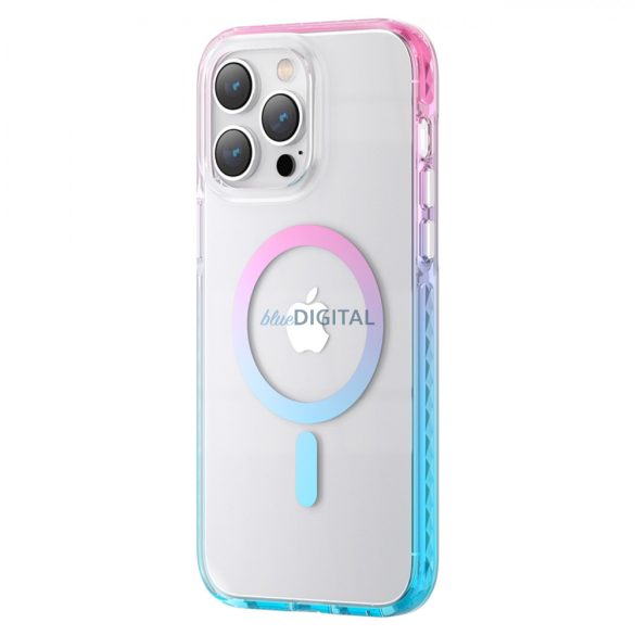 Kingxbar PQY Ice Crystal Series mágneses tok iPhone 14 Pro MagSafe rózsaszín és kék