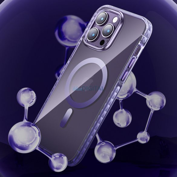 Kingxbar PQY Ice Crystal Series mágneses tok iPhone 14 Pro MagSafe rózsaszín és kék