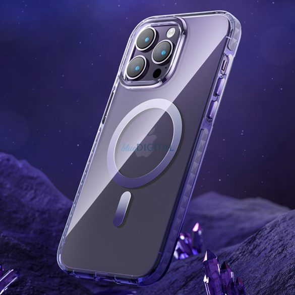 Kingxbar PQY Ice Crystal Series mágneses tok iPhone 14 Plus MagSafe rózsaszín és kék