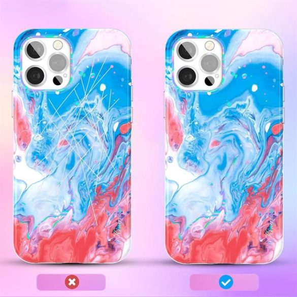 Kingxbar akvarell sorozat színes tok iPhone 12 Pro Max Blue-Pink