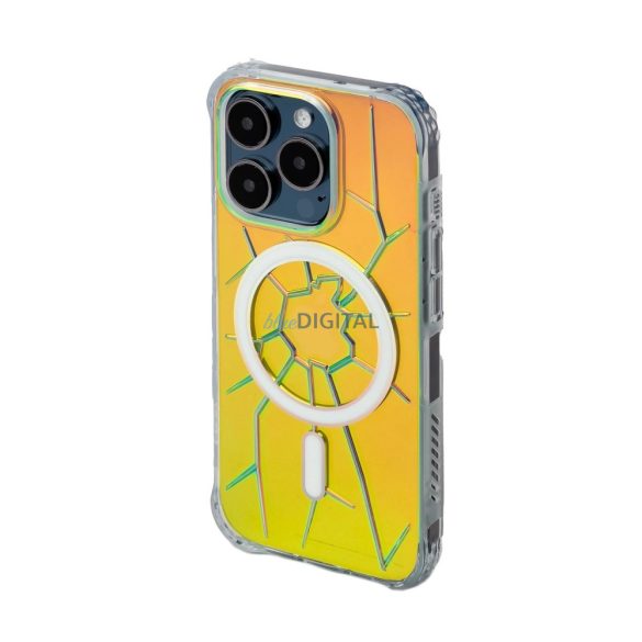 MagSafe Kingxbar PQY Crack Series szilikon tok iPhone 15 Pro - holografikus