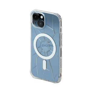 MagSafe Kingxbar PQY Crack Series szilikon tok iPhone 15 - átlátszó