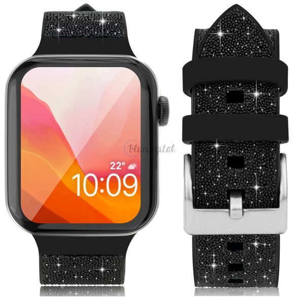 Kingxbar Crystal csereszíj Apple Watch Ultra / 9 / 8 / 7 / 6 / SE / 5 / 4 / 3 / 2 (49/45/44/42) Fekete