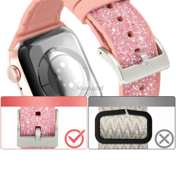 Kingxbar Crystal csereszíj Apple Watch SE/6/ 5/4/3/2 (40mm / 38mm) rózsaszín