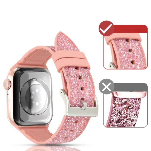Kingxbar Crystal csereszíj Apple Watch SE/6/ 5/4/3/2 (40mm / 38mm) rózsaszín
