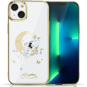 Kingxbar Moon sorozatú luxus tok Swarovski kristályok iPhone 13 arany (Virág)