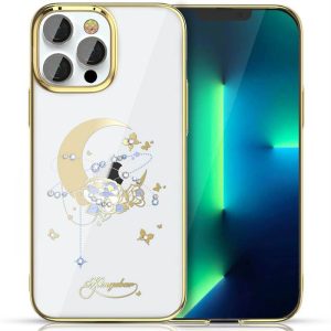 Kingxbar Moon sorozatú luxus tok Swarovski kristályok iPhone 13 Pro Gold (Virág)