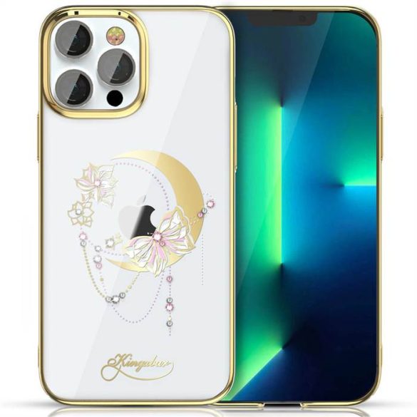 Kingxbar Moon sorozatú luxus tok Swarovski kristályok iPhone 13 Pro Gold (pillangó)