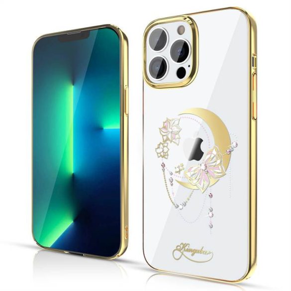 Kingxbar Moon sorozatú luxus tok Swarovski kristályok iPhone 13 Pro Gold (pillangó)