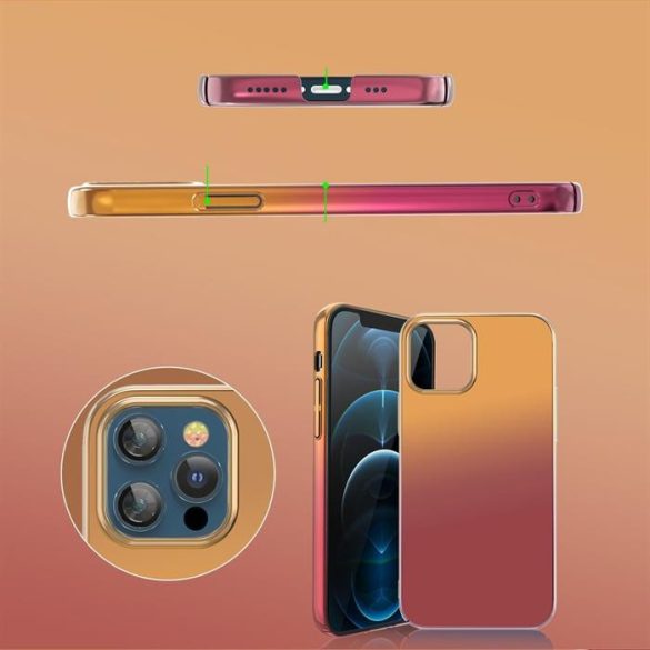 Kingxbar Aurora sorozat Kemény tok iPhone 12 Pro max vörös-narancssárga