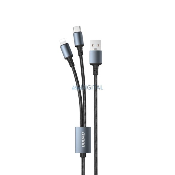 Dudao kábel, USB 2IN1 kábel - USB tok C, Lightning 6A - fekete (TGL2)